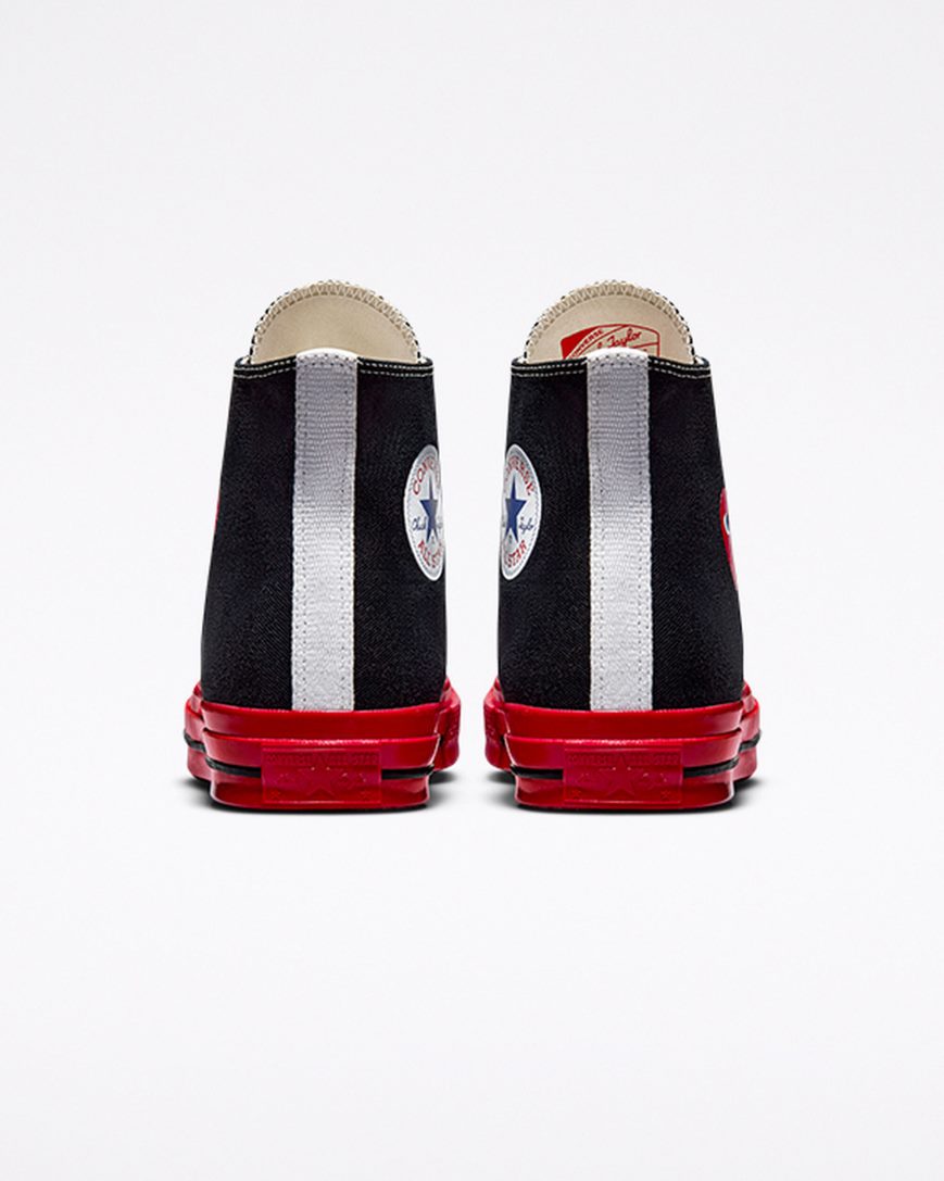 Women's Converse x Comme des Garçons PLAY Chuck 70 High Top Shoes Black / Red | AU 5614ED
